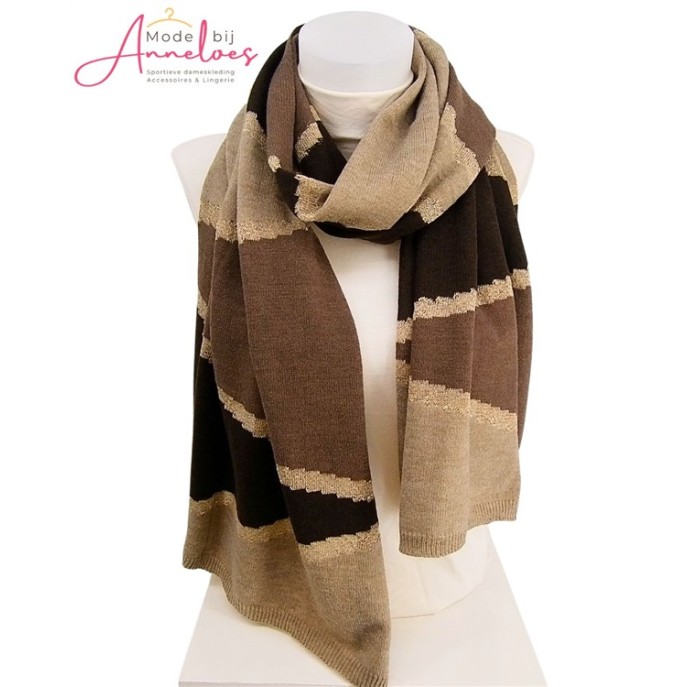Sjaal groot vlakken WJX 26557 Bruin beige
